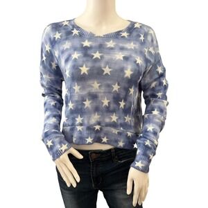 ROCK‎ & REPUBLIC Star Tie Dye Cropped Sweater Blue White Women's Size XS